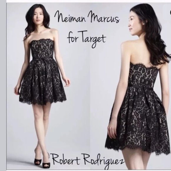 Robert Rodriguez Dresses & Skirts - EUC Neiman Marcus Robert Rodriguez X Target Black Lace Strapless Dress Size 8